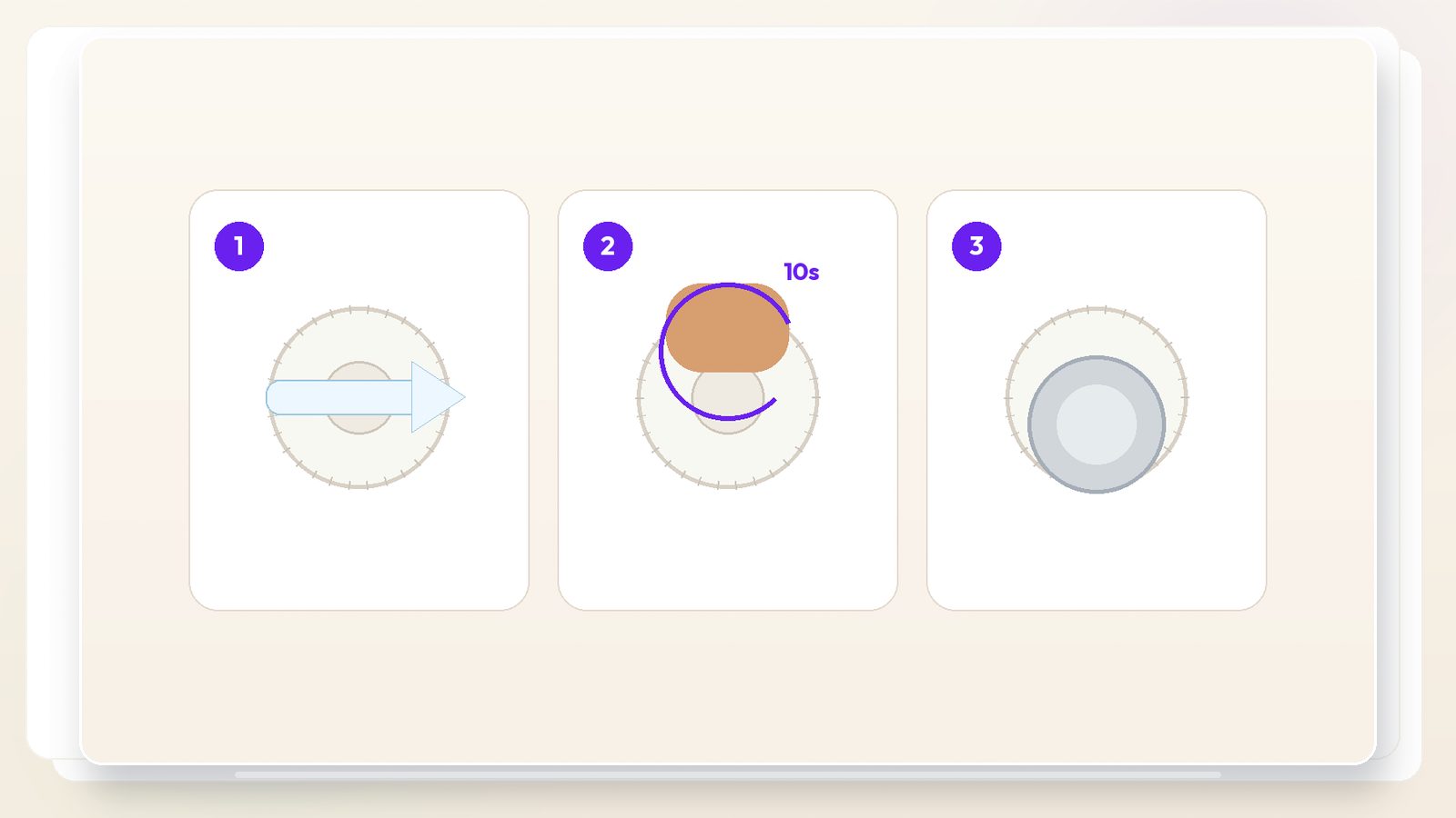 Back-of-tracker detail showing the clear battery tab being pulled, the white button being held, and the CR2032 battery