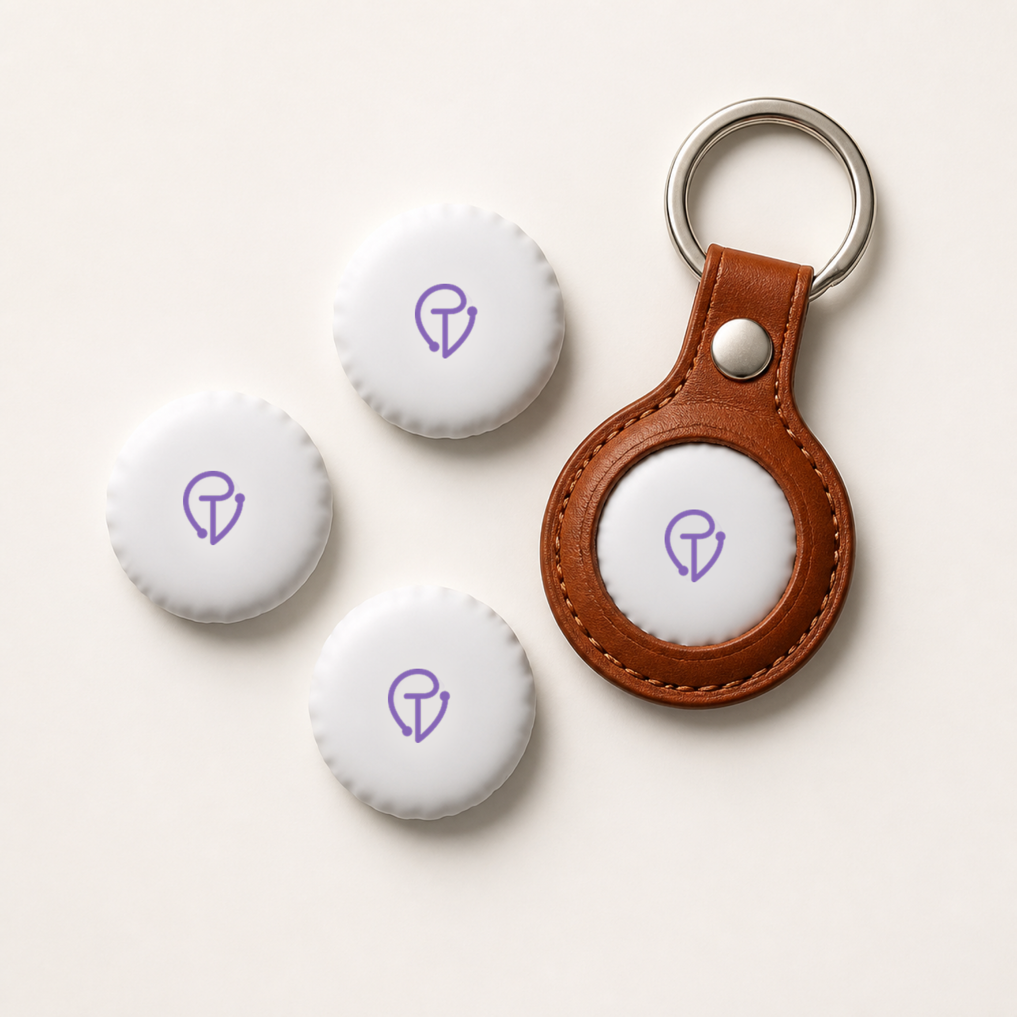 A Tracker Mist 4-pack with a leather key-ring fob